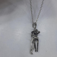 Silver and Black Hug Couple Chain Pendant