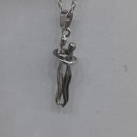 Silver and Black Hug Couple Chain Pendant